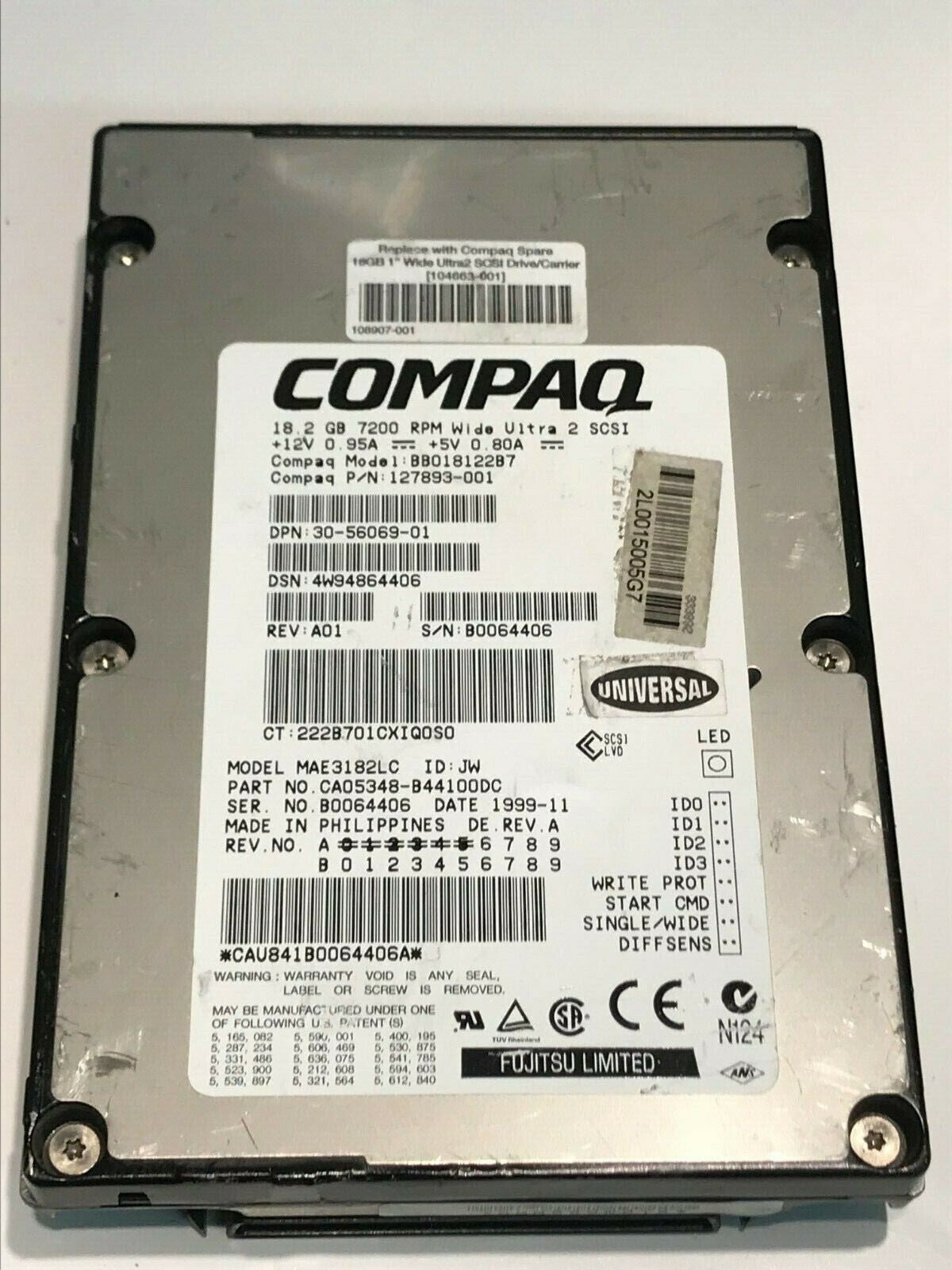 FUJITSU MAE3182LC 18.2GB SCSI 2 WIDE HARD DRIVE CAO5348-B44100DC aa5hb1