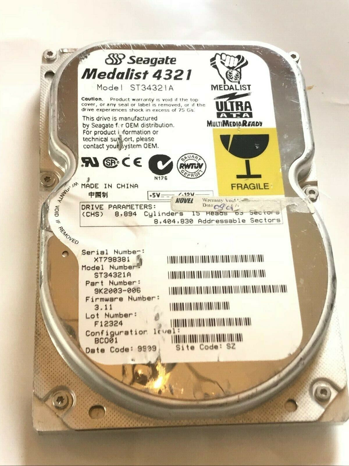 SEAGATE ST34321A 9K2003-006 FIRMWARE 3.11 IDE HARD DRIVE 4.3GB aa4ab1a