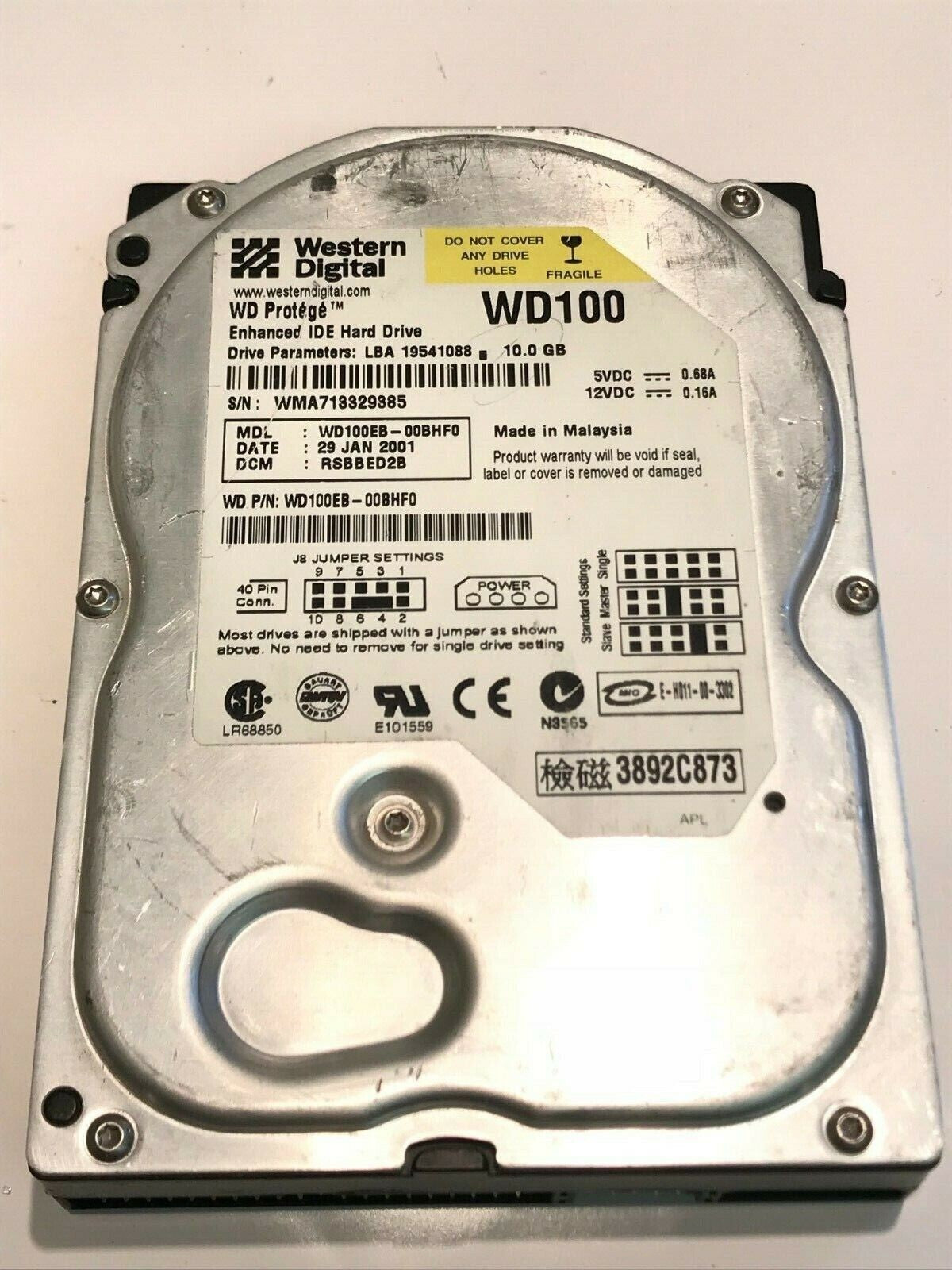 WESTERN DIGITAL PROTEGE WD100 10GB IDE HARD DRIVE WD100EB-00BHFO RSBBED2 aa5fd5