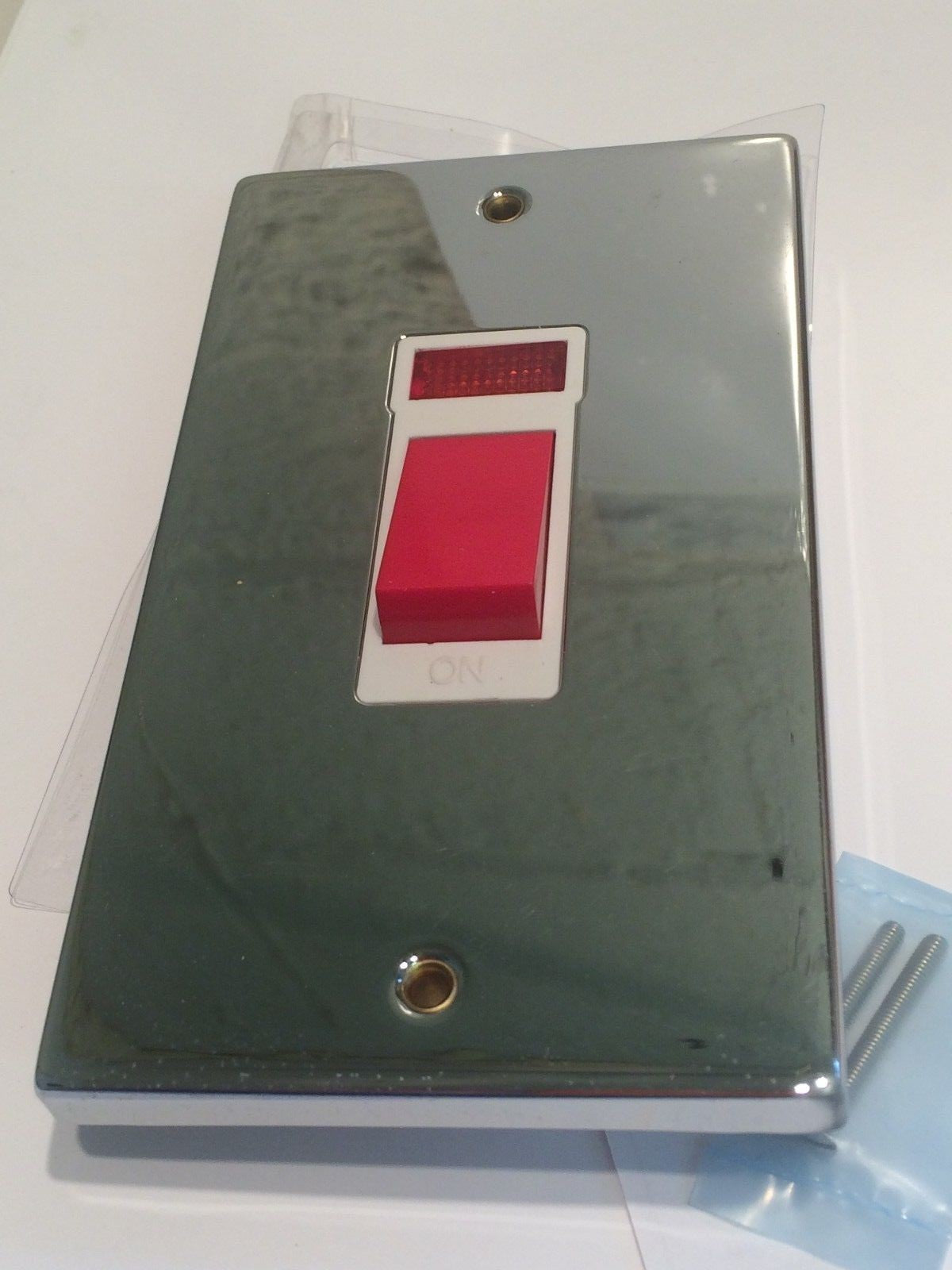 DETA POLISHED CHROME DP 45A SWITCH WITH NEON AND WHITE INSERT fcc3e