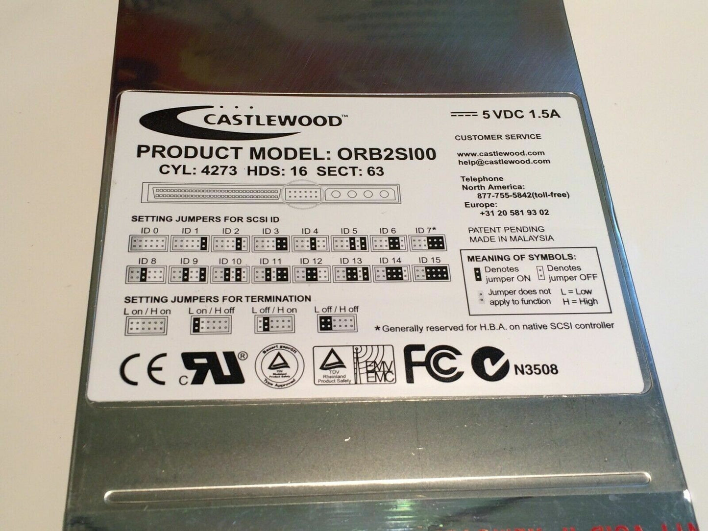 ORB CASTLEWOOD 2.2GB REMOVABLE MEDIA ULTRA SCSI BACKUP KIT NEW ac2c4