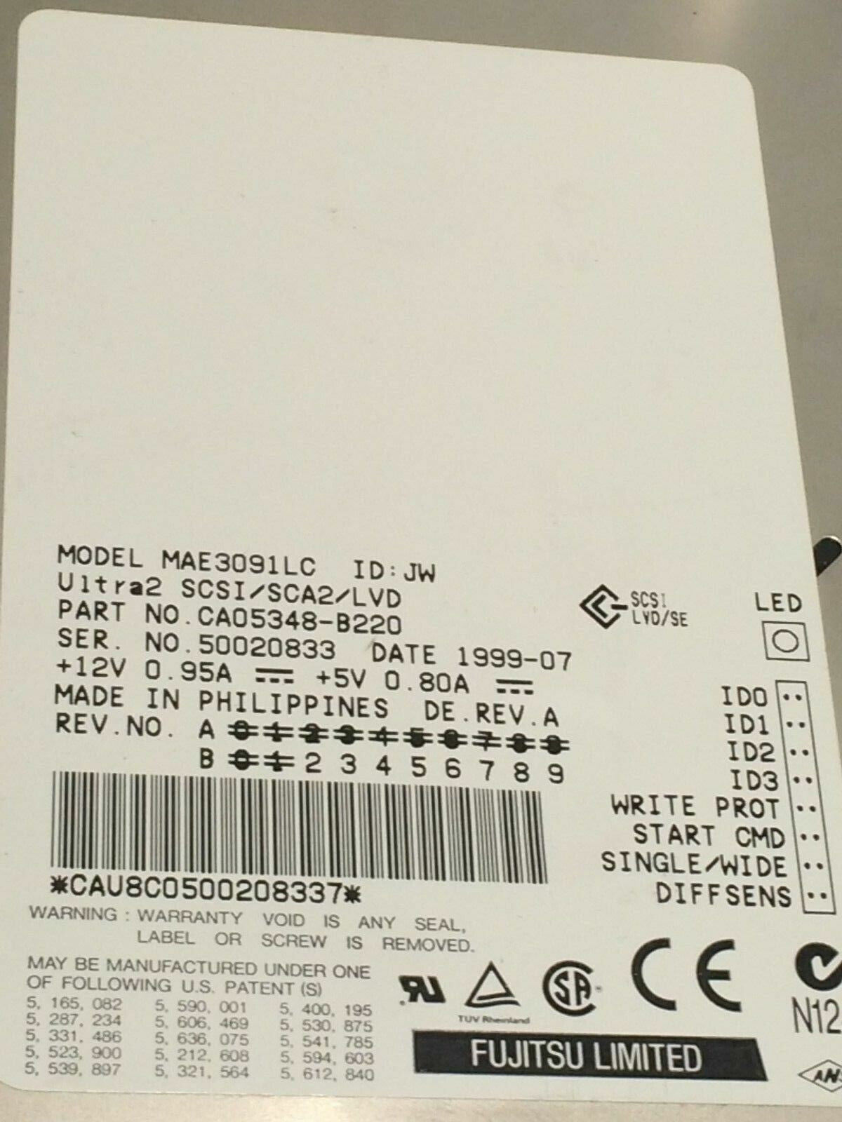 FUJITSU MAE3091LC 9.1GB SCSI ULTRA-2 HARD DRIVE CAO5348-B220 aa4cb1