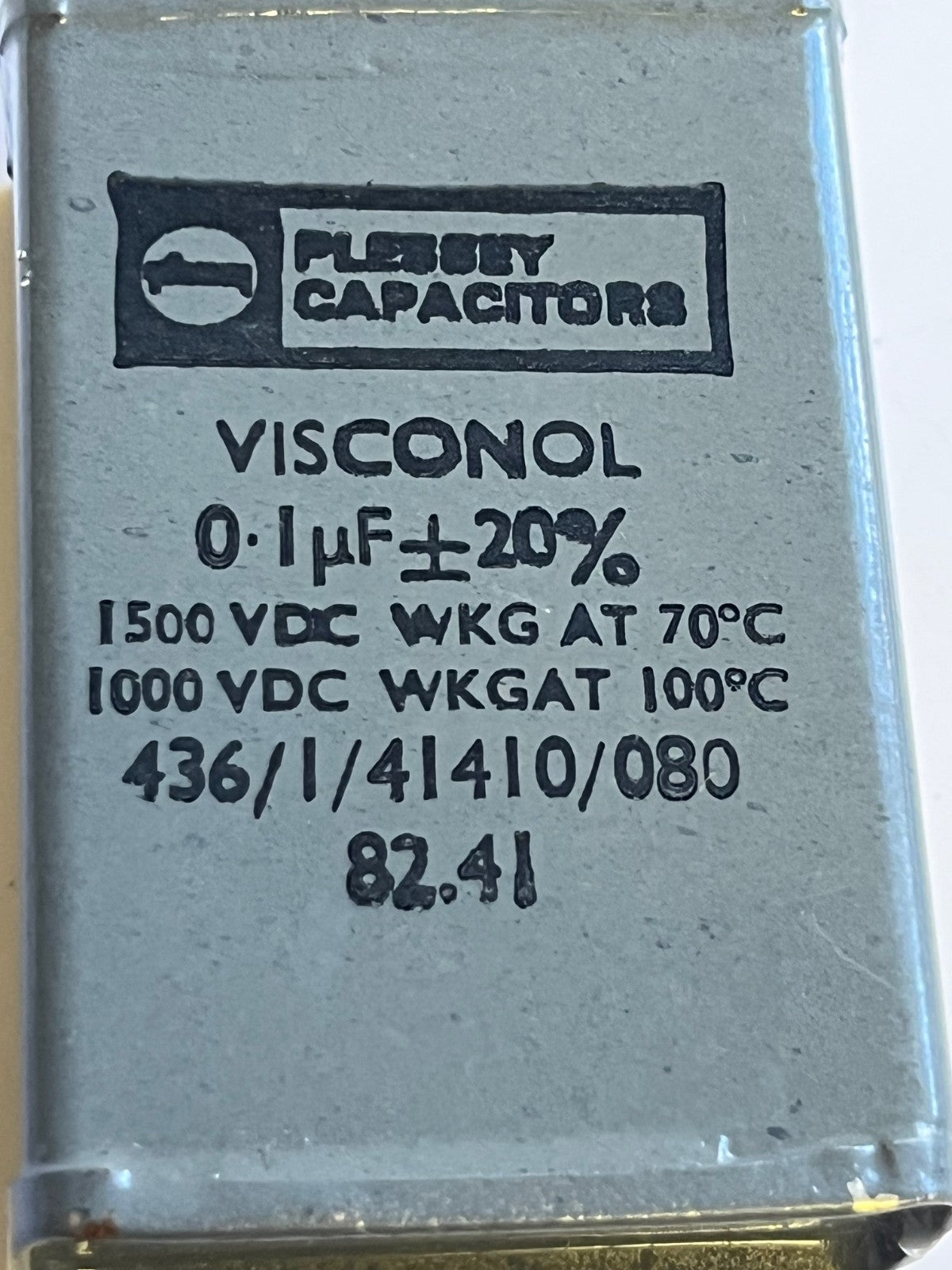 0.1UF 0.1mfd 1500V PAPER IN OIL PLESSEY VISCONOL VINTAGE CAPACITOR FD6C30