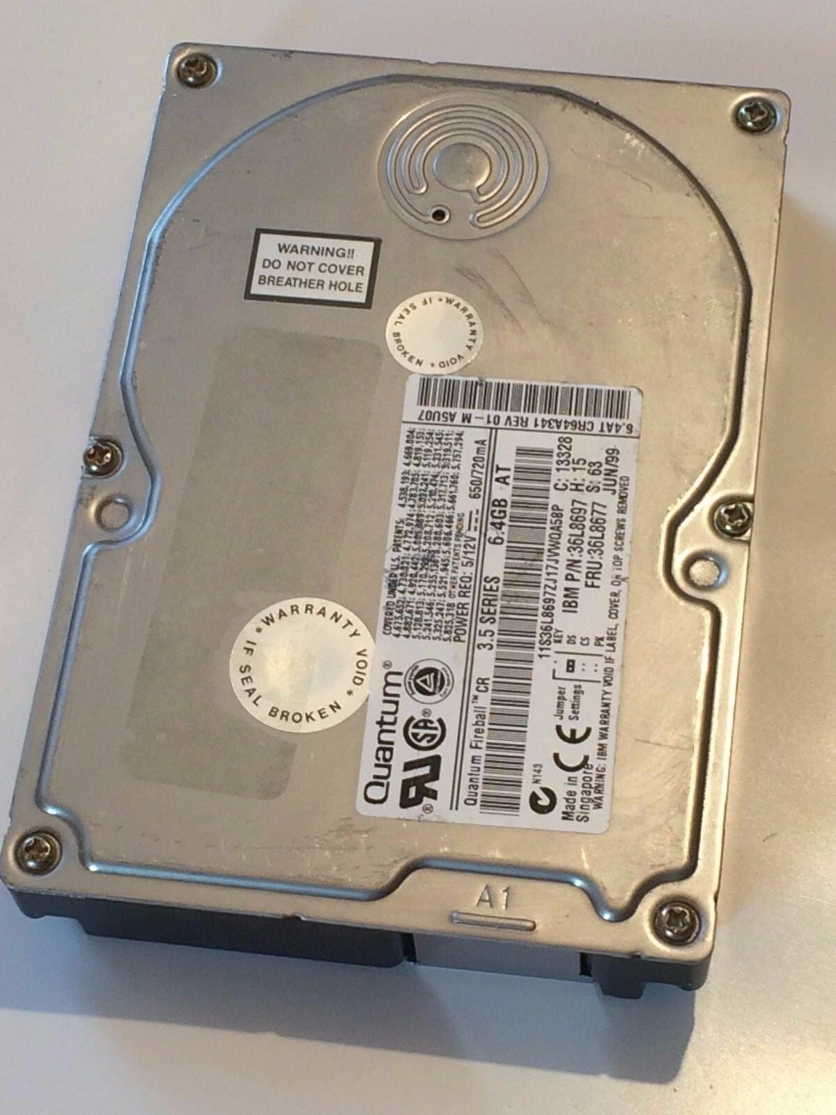 QUANTUM FIREBALL CR 6.4AT CR64A011 REV 01-B IDE HARD DRIVE 6.4GB aa4bb13
