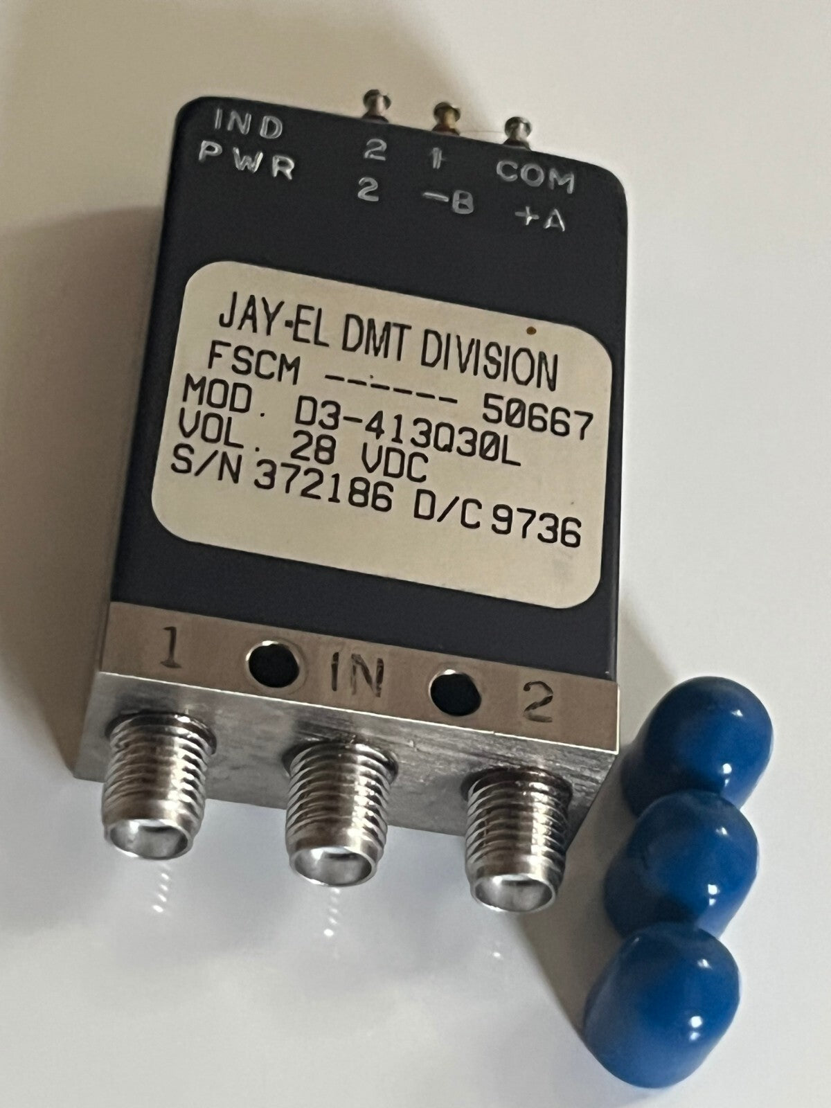 JAY-EL D3-413Q30L RF SMA FAIL SAFE COAX SWITCH 18GHz 28Vdc SPDT AD2N30