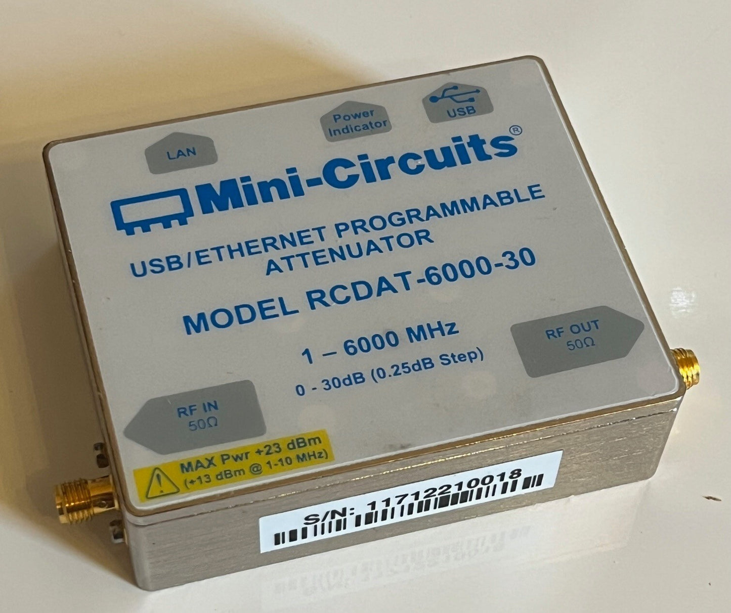 MINI-CIRCUITS RCDAT-6000-30 0 - 30dB USB ETHERNET STEP ATTENUATOR 6GHZ ae1w10