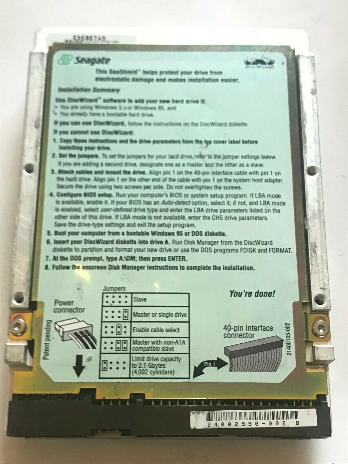 SEAGATE ST34321A 9K2003-650 FIRMWARE 3.29 IDE HARD DRIVE 4.3GB aa4ab4B