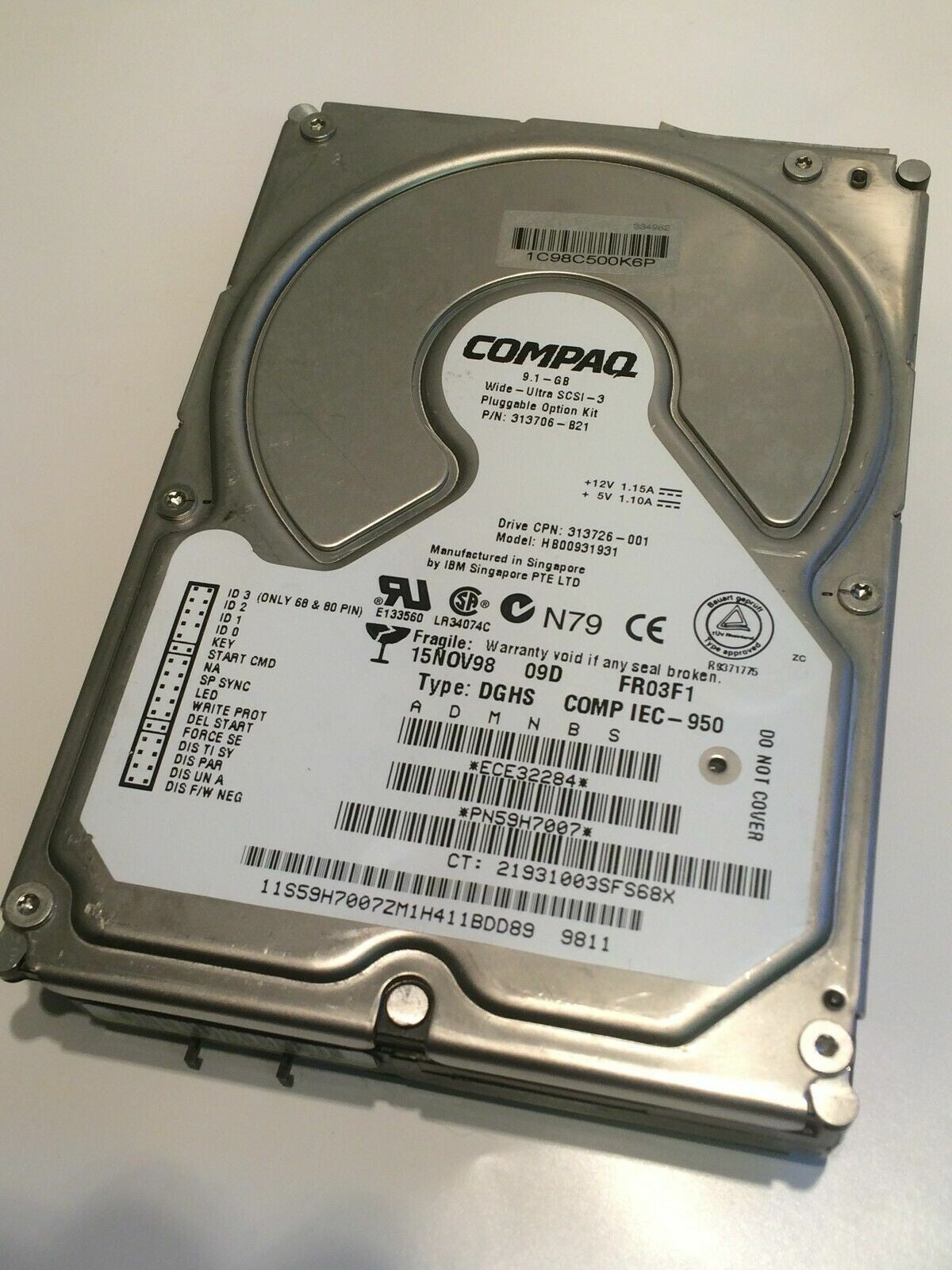 COMPAQ 313726-001 9.1GB 80PIN SCSI PN59H7007 ECE32284 DGHS HARD DRIVE aa4ca4