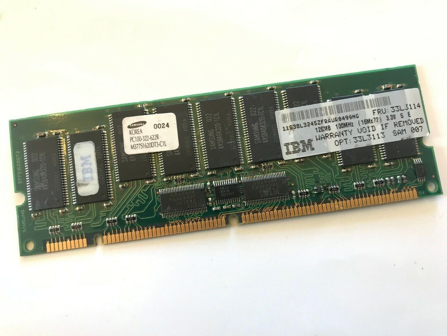 IBM FRU 33L3114 168 pin 3.3V PC100 CL3 16x4 REGISTERED ECC DIMM fcb11.1