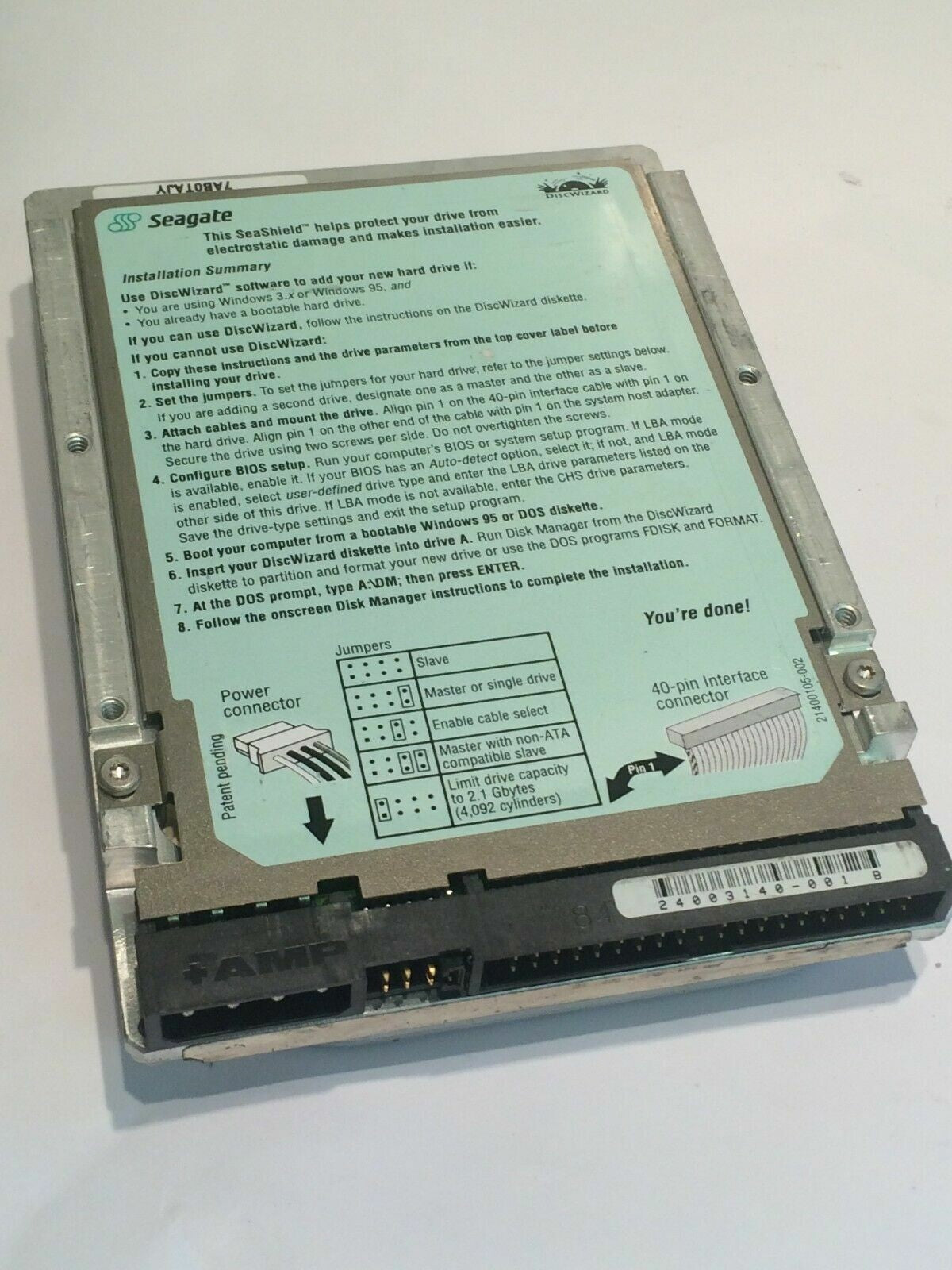 SEAGATE ST33210A 9L4001-730 FIRMWARE 3.02 IDE HARD DRIVE 3.2GB aa4bc7