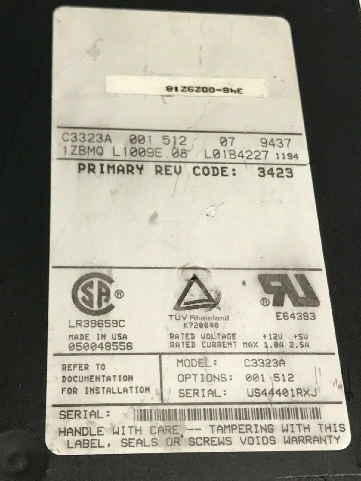 HP C3323A 001-512 3423 SCSI 50 Pin 1GB HARD DRIVE ac1b27