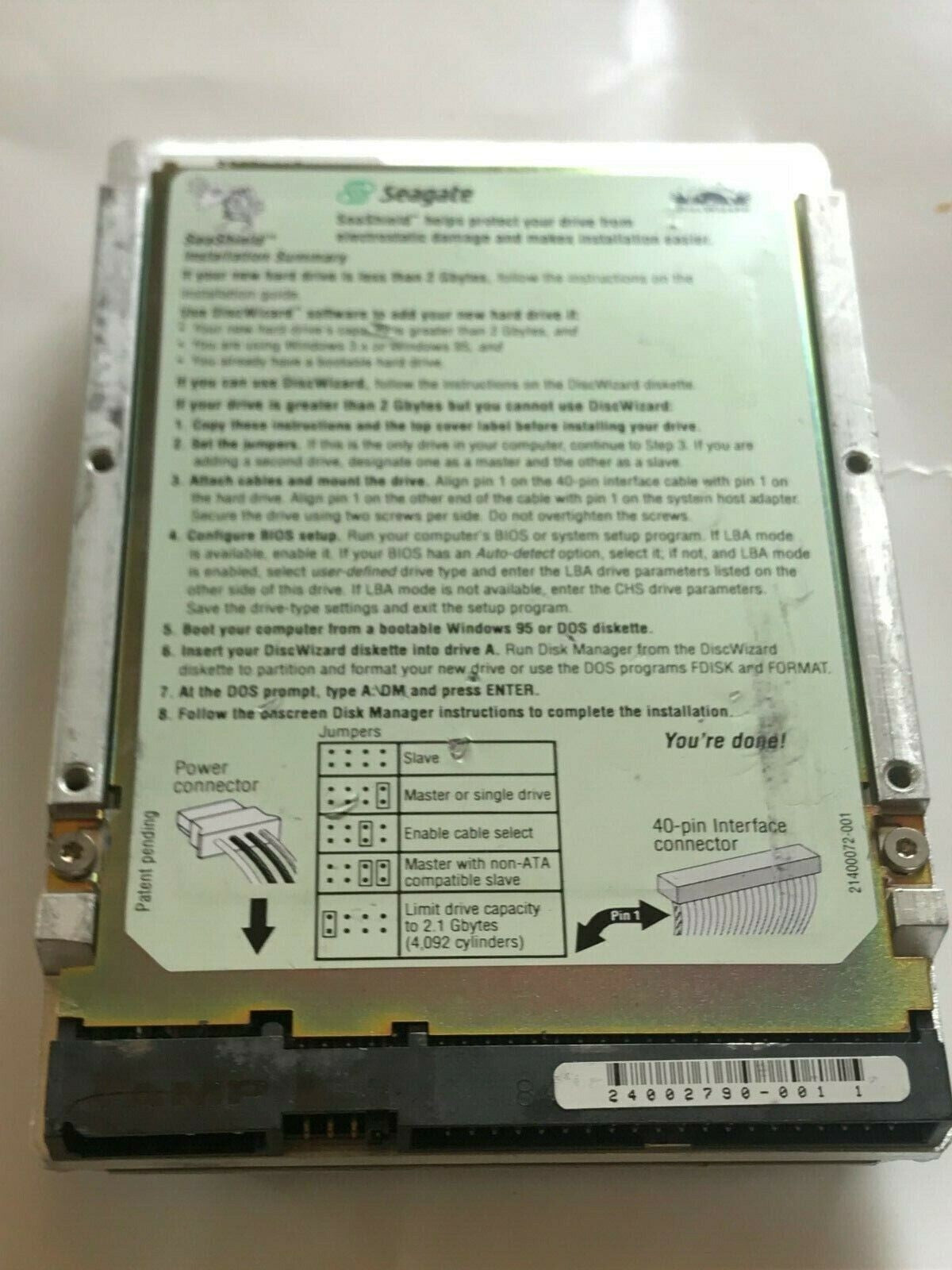 SEAGATE ST34321A 9K2003-002 FIRMWARE 3.04 IDE HARD DRIVE 4.3GB aa4ab1b