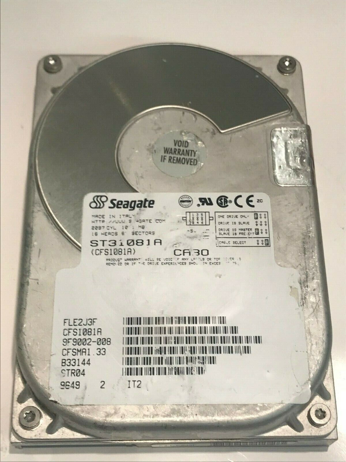 SEAGATE ST31081A CFS1081A 1GB IDE HARD DRIVE 9F9002-008 B33144 aa5hc3
