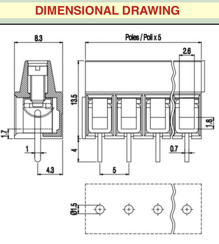 4 WAY PCB TERMINAL BLOCK CONNECTOR 5mm PITCH 17.5A BEST QUALITY EUROCLAMP blb129