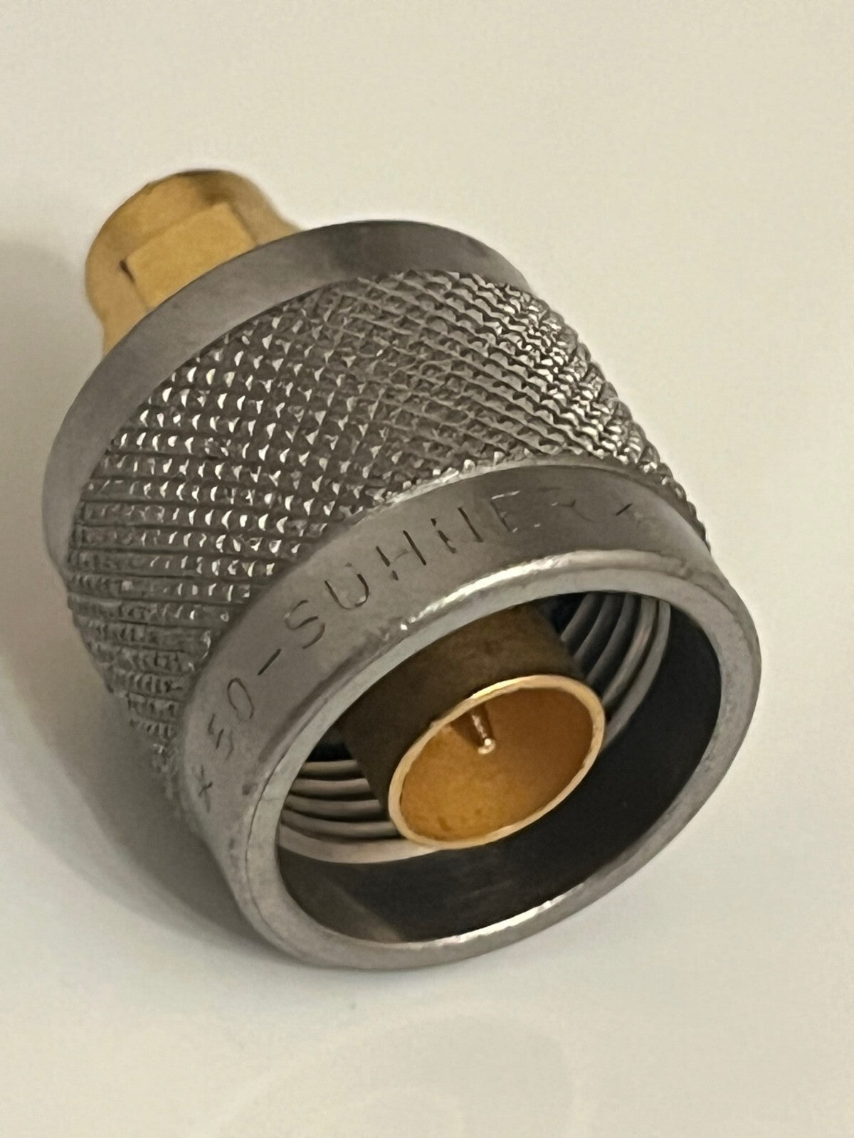 SUHNER PREMIUM N MALE TO SMA MALE PRECISION RF COAXIAL ADAPTER FBA10A98