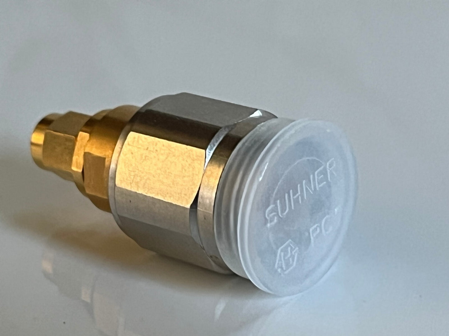 SUHNER PREMIUM APC-7 TO SMA MALE PRECISION RF COAXIAL ADAPTER FBA10A21