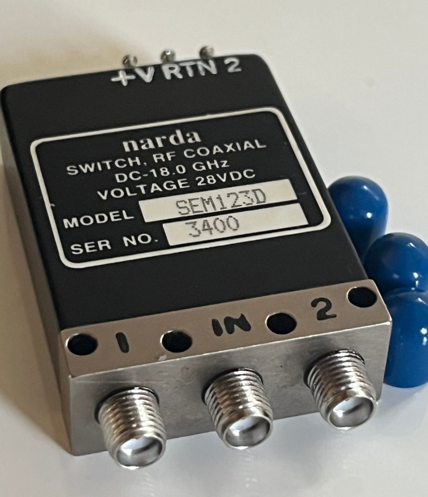 NARDA SEM123D RF SMA FAIL SAFE COAXIAL RELAY 18GHz 28Vdc SPDT AD2N28