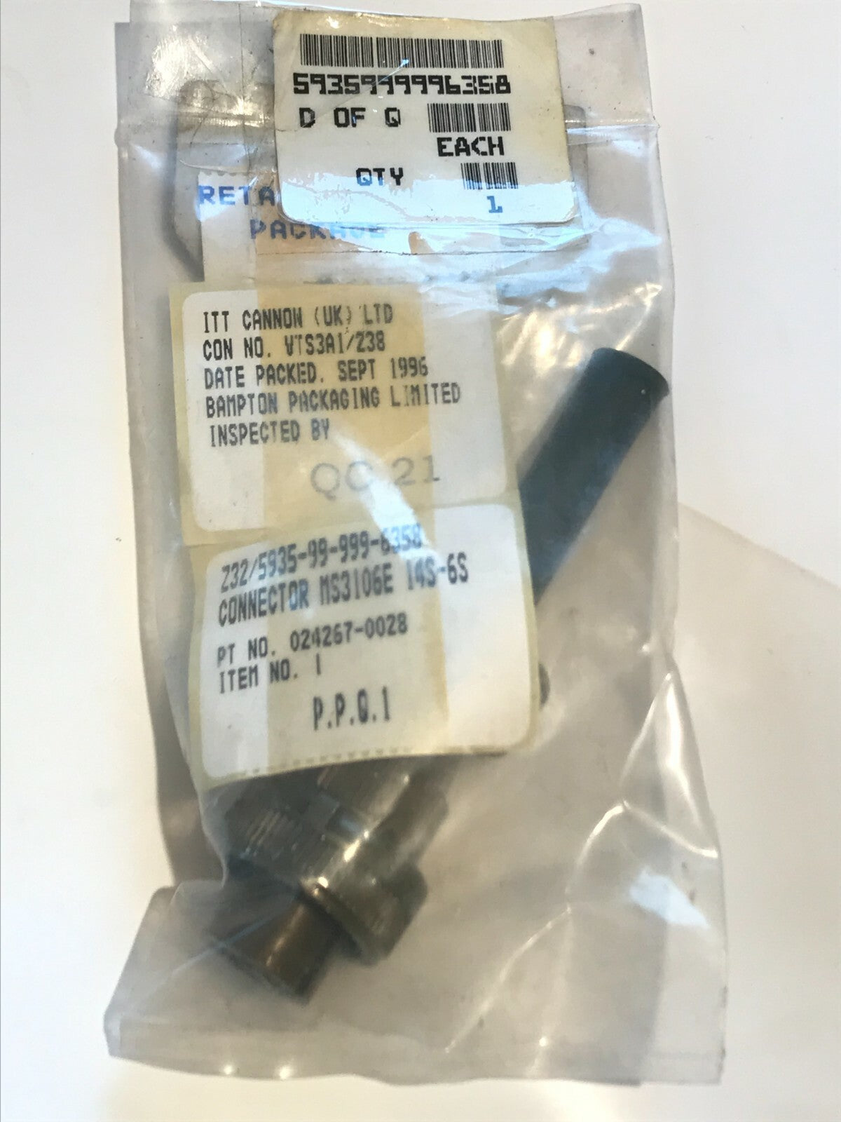 MS3106E14S-6S 6 POLE MILITARY FEMALE CABLE MOUNT CONNECTOR ad1f25