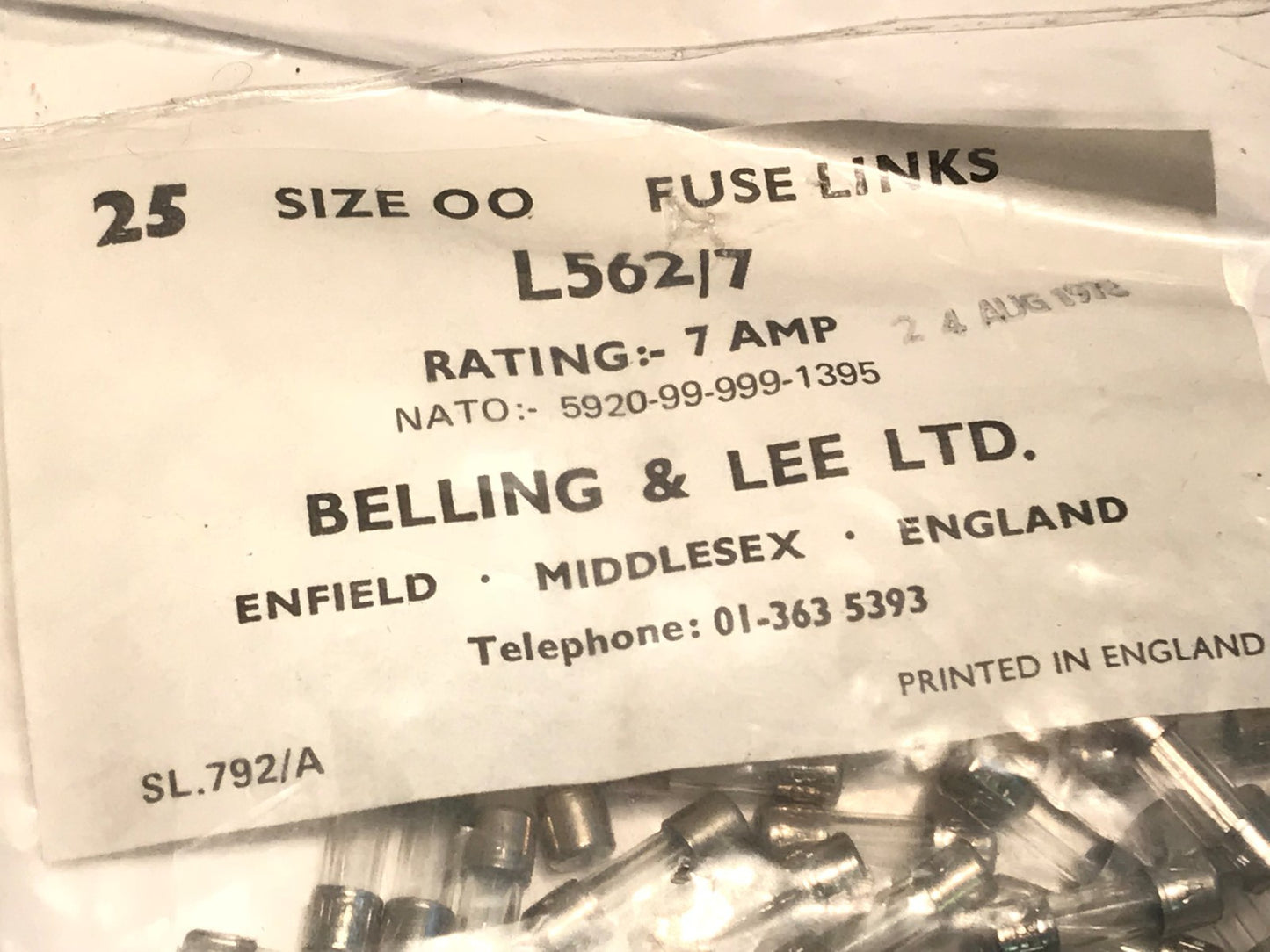 15MM GLASS 7A FUSE VINTAGE BELLING-LEE L562-7A 10 PIECES bda10b
