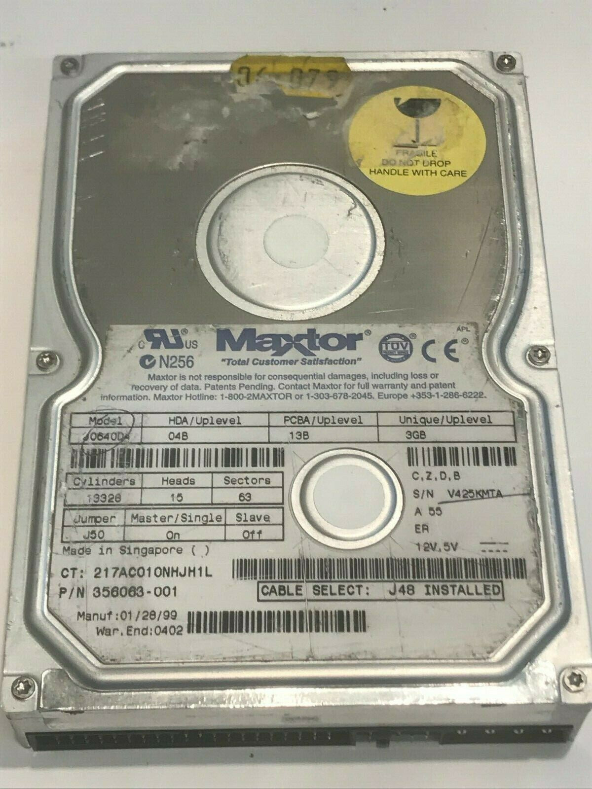 MAXTOR 90640D4 04B 13B 3GB 6.4GB IDE HARD DRIVE 356063-001 aa5gc7