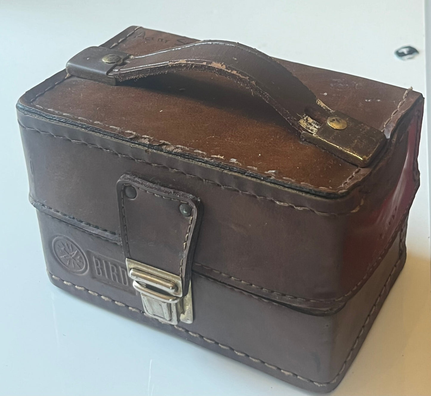 VINTAGE LEATHER CARRY CASE FOR BIRD THRULINE 43 ELEMENTS / SLUGS FD2H3