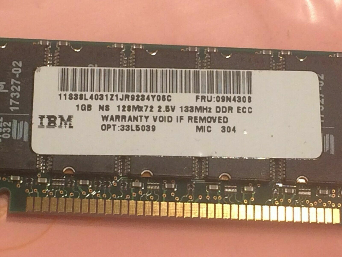 GENUINE IBM 09N4308 1GB ECC DDR SERVER MEMORY (x1) fd3j5