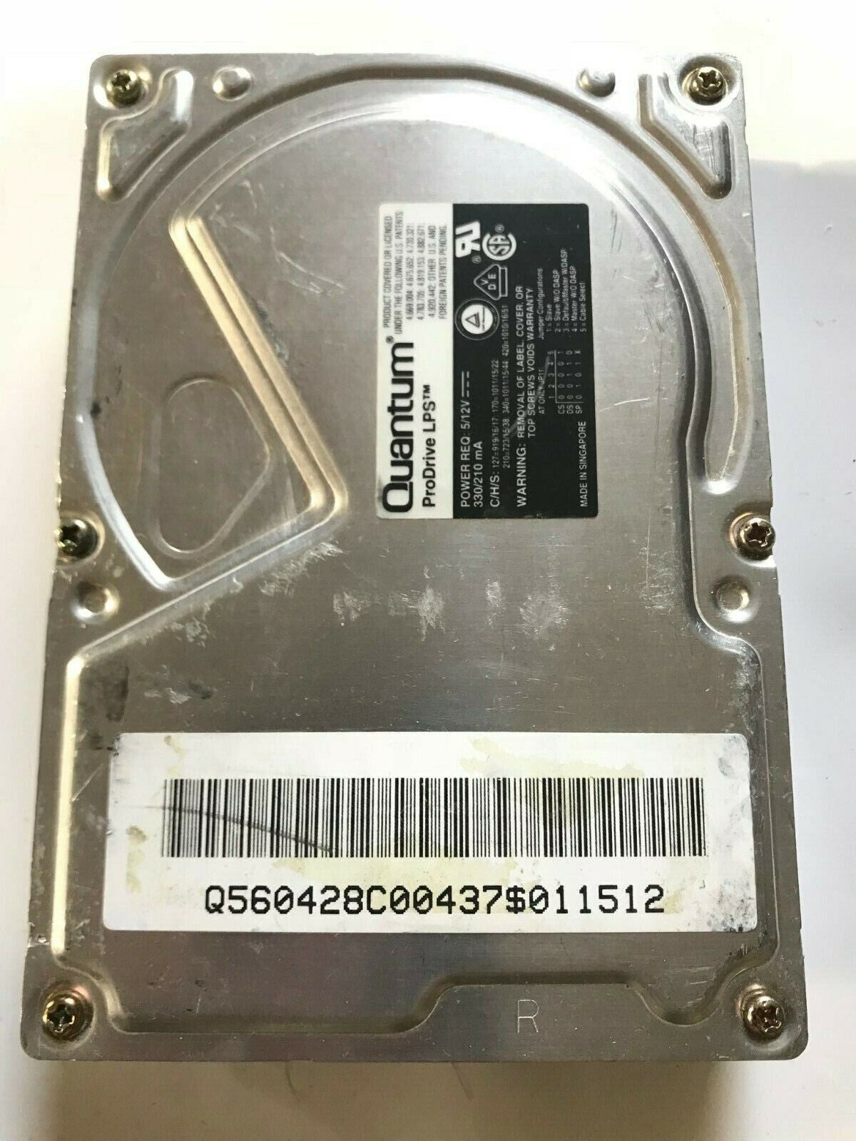 QUANTUM PRODRIVE LPS 210AT RR21A231 REV03-J 210MB IDE HARD DRIVE aa4ac9