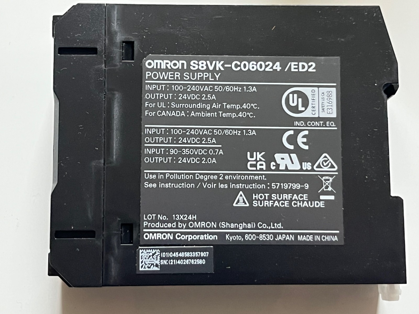 OMRON S8VK-C06024 /ED2 24V 2.5A DIN RAIL MOUNT PSU NEW fd1d31