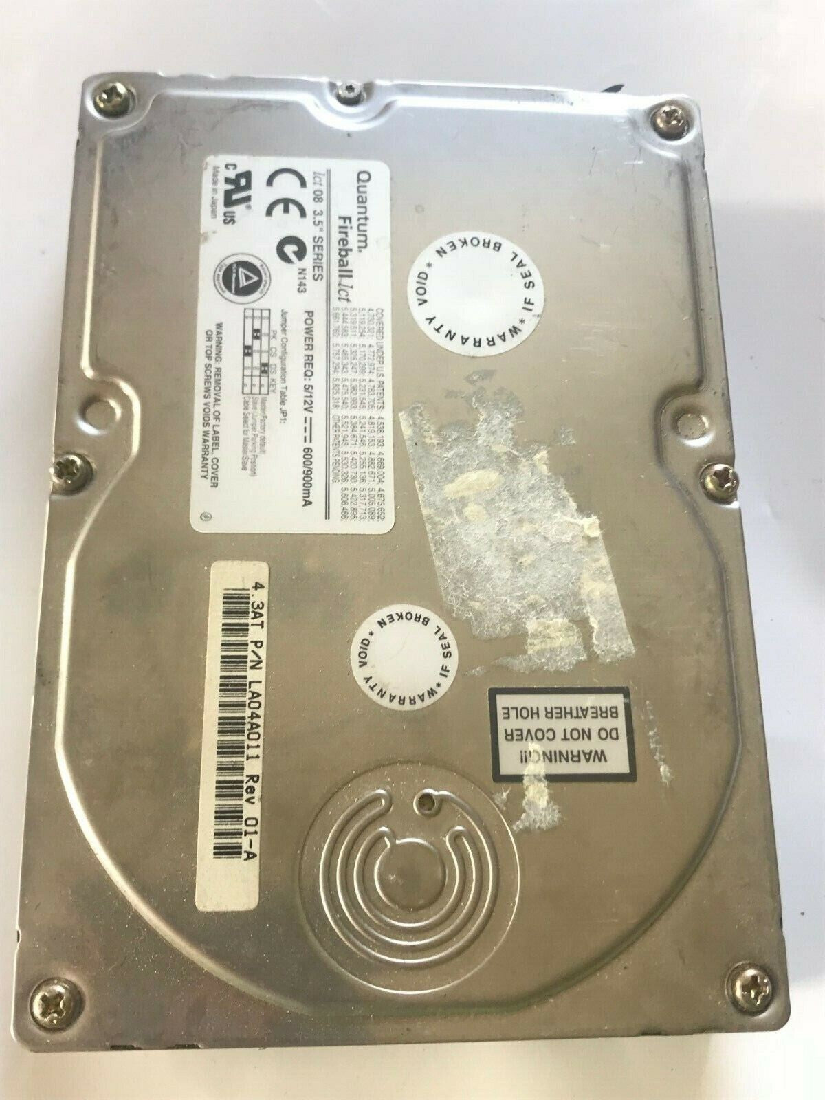 QUANTUM FIREBALL 4.3AT LA04A011 REV01-A 4.3GB IDE HARD DRIVE aa4ac3