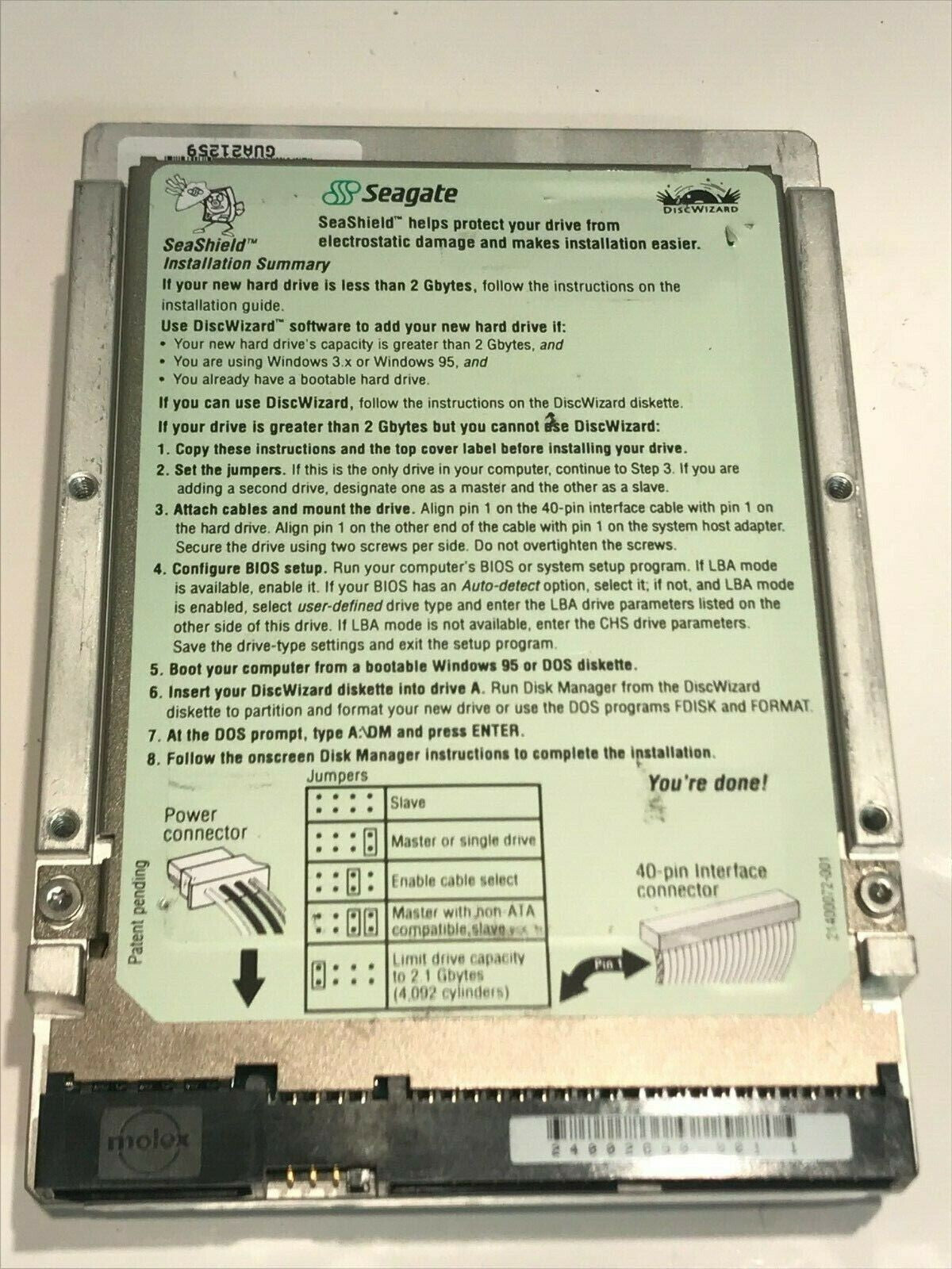 SEAGATE ST33221A 3.2GB IDE HARD DRIVE 9K2006-305 3.11 BBX01 aa5hc7
