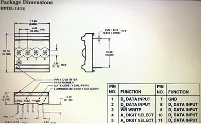 HPDL1414 4 CHARACTER ALPHANUMERIC INTELLIGENT LED DISPLAY HPDL-1414 fd6J36