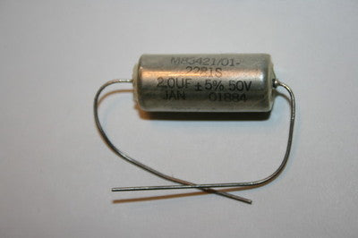 2UF 50V AXIAL METALLIZED PAPER VINTAGE MILITARY CAPACITOR M83421/01 fd2j7