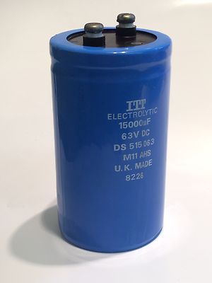 15000UF 63V HI RIPPLE ITT UK MADE VINTAGE ELECTROLYTIC POWER CAPACITOR fd6e16