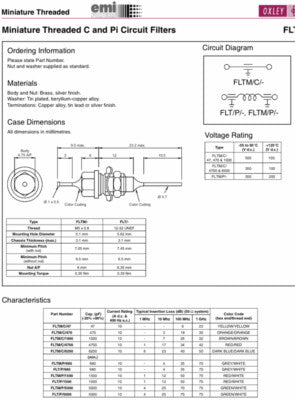 680PF 350V FEED THROUGH Pi CIRCUIT FILTER OXLEY FLTM/P/680 fcb29.16