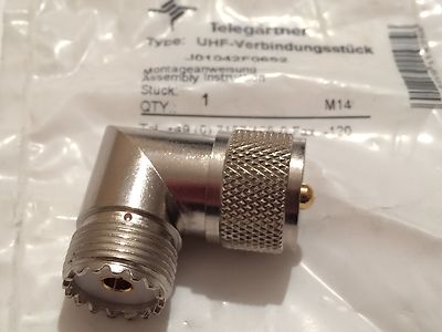 TELEGARTNER J01042F0652 PREMIUM QUALITY PL259 S0259 ELBOW UHF RF ADAPTOR fd6j26
