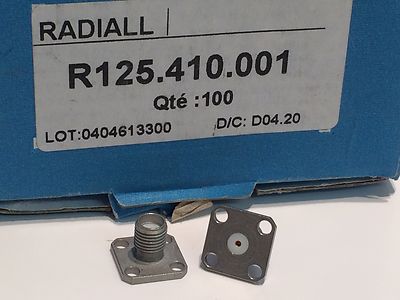 4 HOLE CHASSIS MOUNT SMA FEMALE FLAT BACK RADIALL R125.410.001 fd5e32