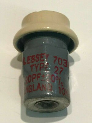 20PF 10KV VINTAGE PLESSEY RF RADIO TRANSMITTER DOOR KNOB CAPACITOR bsa4da