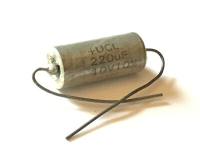 UCL BEST QUALITY SOLID TANTALUM AXIAL CAPACITOR 220uF 10v 10% fcb16.9