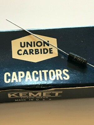 UNION CARBIDE VINTAGE MULTI LAYER CERAMIC AXIAL CAP .1uF 100nF 50V 10% fcb16.34