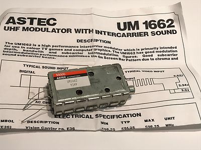 ASTEC UM1662 UHF RF MODULATOR WITH SOUND blb22