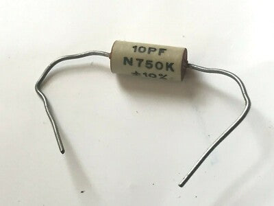 VINTAGE 10pF 10% TUBULAR CERAMIC CAPACITOR ERIE CERAMICON N750K (x1) fd6d35