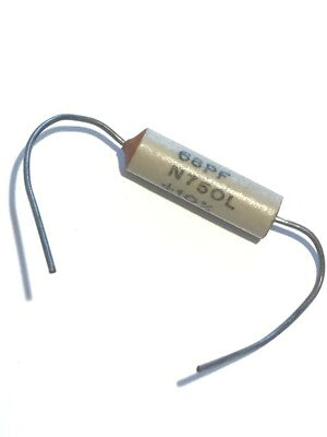 VINTAGE 68pF 10% 750V TUBULAR CERAMIC CAPACITOR ERIE CERAMICON N750L (x1) ad1f19