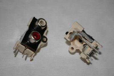 TWIN PANEL PHONO FEMALE RCA SOCKET INPUT ASSEMBLY RED / WHITE fd1a29