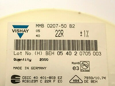 VISHAY MELF RESISTOR 22R 1% MMB0207-50B2-22R-1% ROHS PART REEL 420PCS ad1j25A