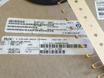 SR212A100JARTR1 AVX CAPACITOR 10pF 50V 2400pcs SURPLUS STOCK ae1*1