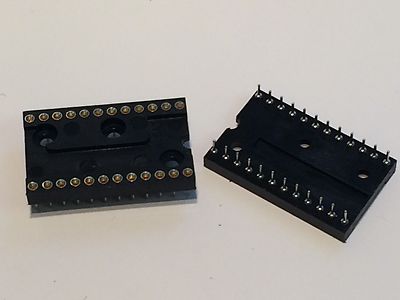 24 WAY DIL TURNED PIN IC CHIP SOCKETS (x2) bsa0p