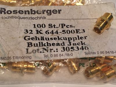 SINGLE HOLE CHASSIS MOUNT SMA FEMALE PANEL SOCKET ROSENBERGER 32K644-500 ad2z3