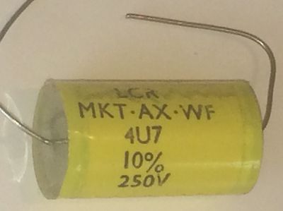 4.7uF 250V LCR METALLIZED POLYESTER MKT AXIAL AUDIO CAPACITOR ad2r25