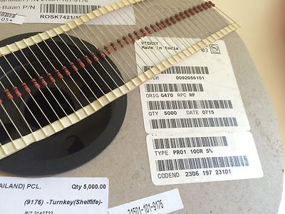 100R OHM 5% 1W VISHAY METAL FILM RESISTOR 2000 pcs SURPLUS STOCK ae1*2