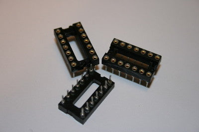 14 WAY DIL TURNED PIN IC CHIP SOCKETS (x4) bsa0J